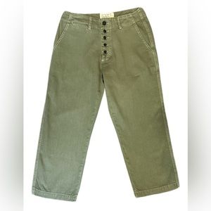 Sandrine Rose x Free People Obligatory Army Green Button Fly Pants Size M